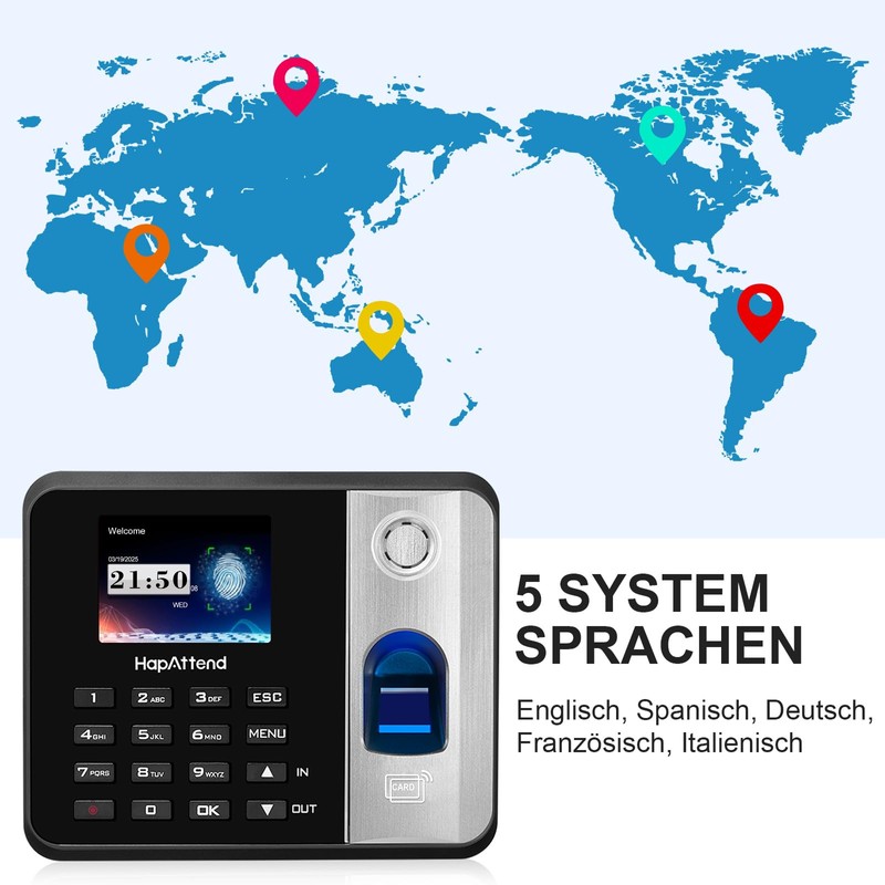 Attendance Machine - Biometric Fingerprint Clock in Clock Out Machine,