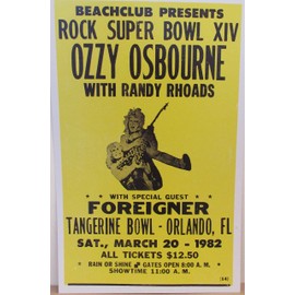 Vintage Ozzy Osbourne Concert Poster RANDY RHOADS, 1982 Tour FOREIGNER ORLANDO