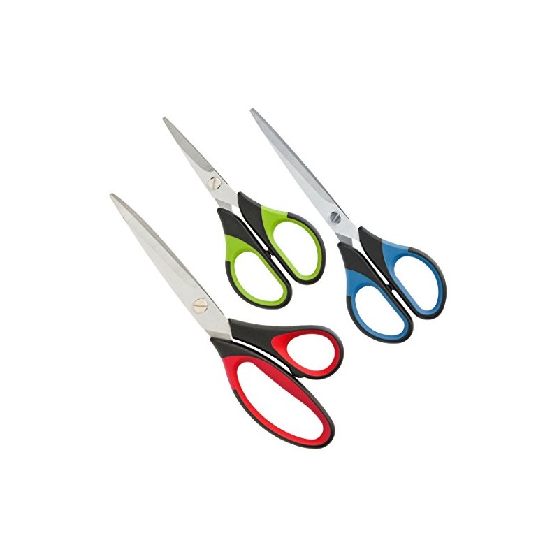 Multi-Purpose 3 Piece Scissor Set - Stainless Steel, Multi-Coloured and