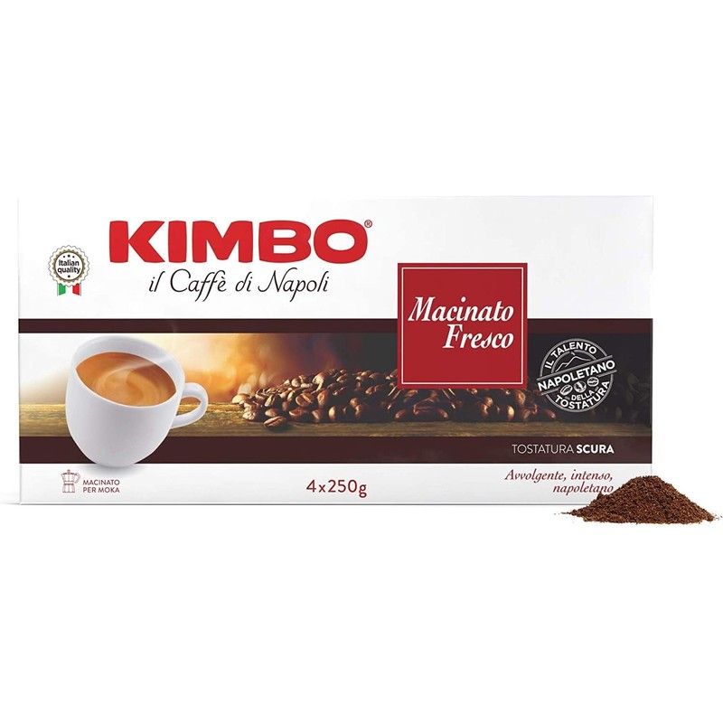 Kimbo Macinato Fresco 4 buste da 250g Imported from Italy