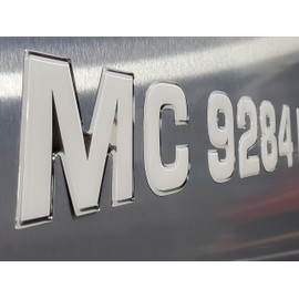 Boat & Jetski Registration Numbers - Domed/Raised Decal (16 pcs) White Center/Chrome Outline (Wake Series)