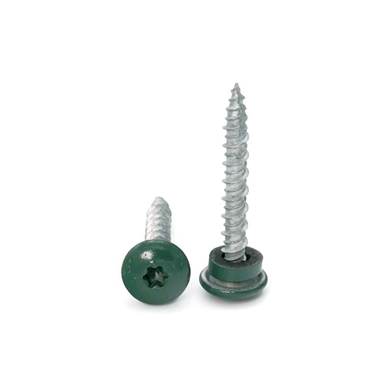 Low Profile Mechanical Galvanized Roofing Screws Green Finish - #10