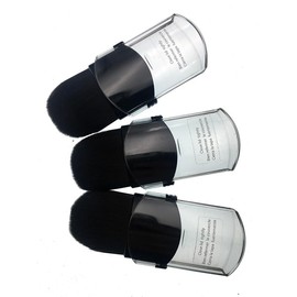 2-Pack Retractable Mini Blush Brush – Compact Flat Travel Brushes for Mineral Powder, Contouring, Bronzer, Loose Powder, Sunscreen, Cream Foundation & Liquid Makeup