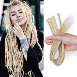 Handmade Dreadlocks Hair Extensions Single Ended Crochet Synthetic Hair Hip-Hop Reggae Hair Braiding Faux Locs Ombre Twist Crochet Braids Hair Extensions 50.8 cm Pack of 5 Bleached Blonde