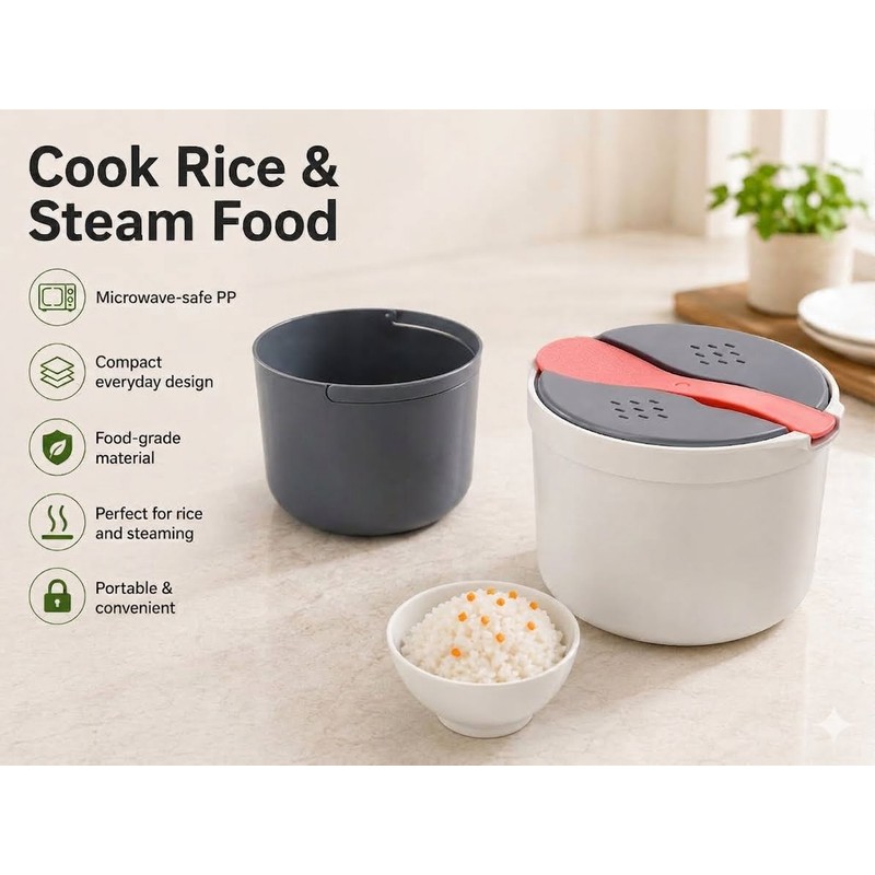 Microwave Rice Cooker for Portable Use - Multifunctional Steamer Bento