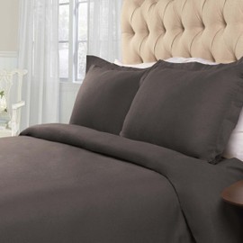 Superior Flannel Cotton Duvet Cover Set, Warm Fuzzy Comforter Cover, Cozy Soft Bedding Essentials For Adults, Kids Bedding, Secure Button Closure, Includes 1 Duvet Cover, 1 Pillow Sham, Twin, Charcoal