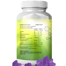 HEALING DROPS Resveratrol Gummies - Antioxidant Anti Aging Anti Inflammatory - Immune Support