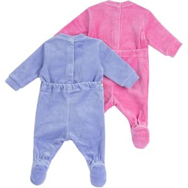 Chicco Baby Unisex Chenille Footed Rompers Set, Purple