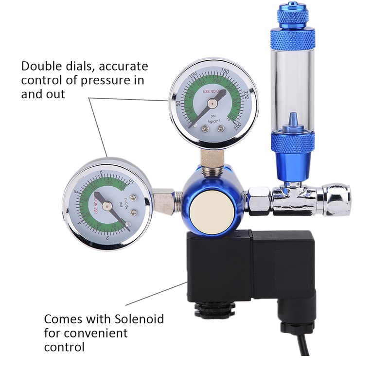 G5/8 Aquarium CO2 Regulator Check Valve Bubble Counter with Solenoid