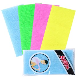 Gukasxi 4 Pieces Exfoliating Washcloth Towel,11x35.5 inches Dual-Sided Exfoliating Nylon Bath Towel Beauty Skin Magic Shower Washcloth For Body Beauty Washcloth Loofah Exfoliating Body Scrub Back