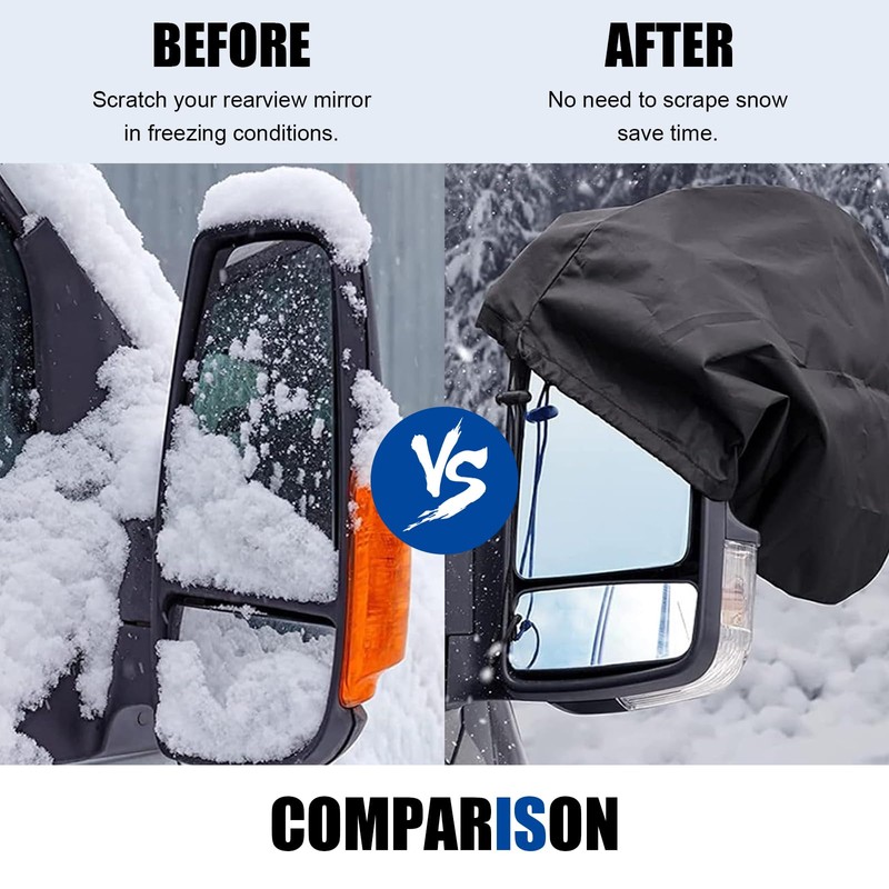 Polcatay Car Side Mirror Snow Cover, Freeze-proof Dust-proof Oxford Cloth