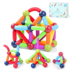 BEBOAN Magnetic Sticks and Balls, 68 pcs Magnetic Building Sticks Blocks for Kids, Magnetic Building Blocks for Kids, Educational Toys Preschool Gift for Girls Boys, Stem Toys for 3+ Years Old Kids