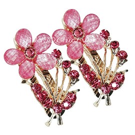 2 x Small Rose Gold Crystal Metal Hair Grips Hair Clamps and Acrylic, 8156 °C