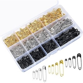 600 Pcs Premium Safety Pins, 4 Sizes Rust Resistant Safety Pins, 3 Colors Safety Pins for Clothing Art Crafts Sewing Quilting Jewelry Making,with Storage Box
