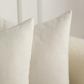 Mandioo Pack of 2 Chenille Cushion Covers Soft Comfortable Durable Throw Pillow Cases for Home Decor Sofa Couch Living Room Bedroom 24 x 24 Inch 60x60 cm Cream
