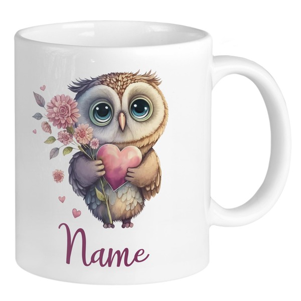 GRAZDesign Personalisierte Tasse mit Namen Eule Ich liebe dich, Geschenk