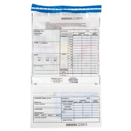 BankSupplies Ultima Blue Clear Cash Transmittal Bags | 13.5W x 19.25H | 500 Pack | Top-Bottom | Tamper Evident Tape | Write-on Panel | Heat, Cold & Moisture Detection | Deposit Plastic Bags