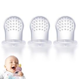 Silicone Replacement Pouch Pacifier for Baby Fruit Food Feeder Compatible with Haakaa/NatureBond/POIKSHARK/WeeSprout, Food Grade Silicone Feeder Sacs, Fruit Feeder Replacement Nipples(M-Size 3PCS)