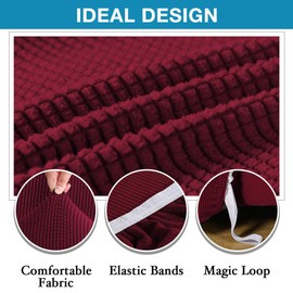 Flamingo P Stretch Recliner Chair Cover Recliner Cover for Electric/Manual Style Furniture Cover for Reclining with Side Pocket, Soft Checked Jacquard Fabric Form Fitted Standard/Oversized - Burgundy