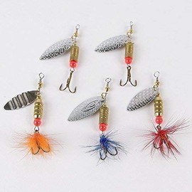 5 Finest Trout Perch Spinner 6g with Lock and Feathers Lure (SPINNER3)