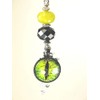 Two-Sided Ceiling Fan Pull with Green Dragon Eye, Silver Dragon