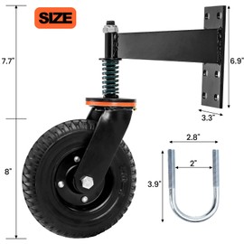 Goaste 8 Inch Heavy Duty Gate Wheel, 600 Lbs Metal Gate Caster with Suspension, Spring Loaded Fence Caster Support, 360 Degree Sliding Wheels with Screws & Wrenches for Metal Tube Gate, Wooden Gate