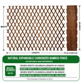 Bamboo Expandable Trellis for Climbing Plants, Wood Garden Lattice Fence Panel for Outdoor Balcony Patio Plant Support for Ivy Vine Roses,Animal Barrier,Indoor Balcony Patio Decor