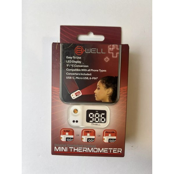 B Well Universal Smartphone Forehead Mini Thermometer NIB