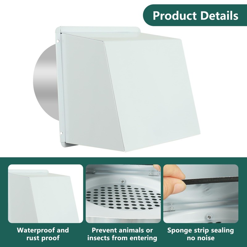 10 Inch Dryer Vent Cover with Screen and Damper,Outdoor Wall