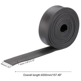 sourcing map Neoprene Rubber Sheet Rolls 3mm(T) x40mm(W) x4m(L), Solid Rubber Strips for DIY Gasket, Sealing Padding, Reduce Vibration Mat