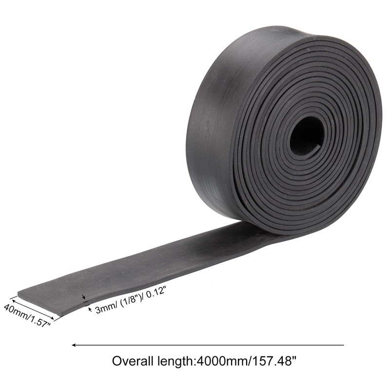 sourcing map Neoprene Rubber Sheet Rolls 3mm(T) x40mm(W) x4m(L), Solid