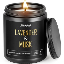 AOOVOO Scented Candles for Men - Musk Amber Candles for Home Scented, Masculine Black Candle Gift for Women & Men, Gifts for Birthday, Christmas, 9 oz Natural Soy Wax
