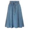 KANCY KOLE Women Casual Jean Skirts Mid Length Drawstring A-Line