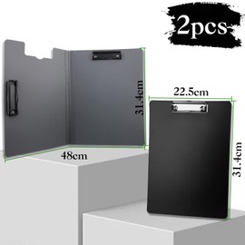 2 x A4 Clipboard with Lid & Double Clip Plastic Clipboards Foldover Pessimistic Clipboard Folder Clipboard A4 Clipboards Dark Green Clip Folder with Pen Holder for Business Office School