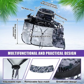 Chuarry Wide Brim Sun Hat with 2 Fan Outdoor Solar Powered USB Charging Fishing Hat with Neck Flap for Men Women(Gray and White Camouflage)