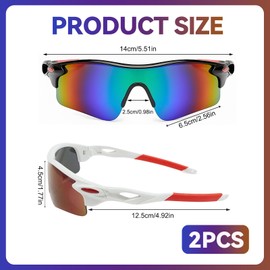 CKDSA 2 Pack Sports Kids Sunglasses for Boys Girls UV400 Protection Teens Fashionable Sports Sunglasses Protection Eyewear Childrens Wraparound for Running Cycling Baseball Golf Outdoor