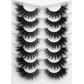 Lashes 20mm Fluffy False Eyelashes Thick Volume Dramatic Cat Eye Lashes 7 Pairs Long Strip Wispy Lashes Pack