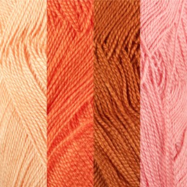 JubileeYarn Delightfully Fine Yarn - 50g/Skein Lace Bamboo - Shades of Orange - 4 Skeins