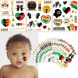 Oringaga 300 Juneteenth Party Tattoos for Kids - Happy Juneteenth Black Freedom Day Party Supplies Goodie Bag Stuffers Favors Prize Motivational Stickers(24 Sheets)