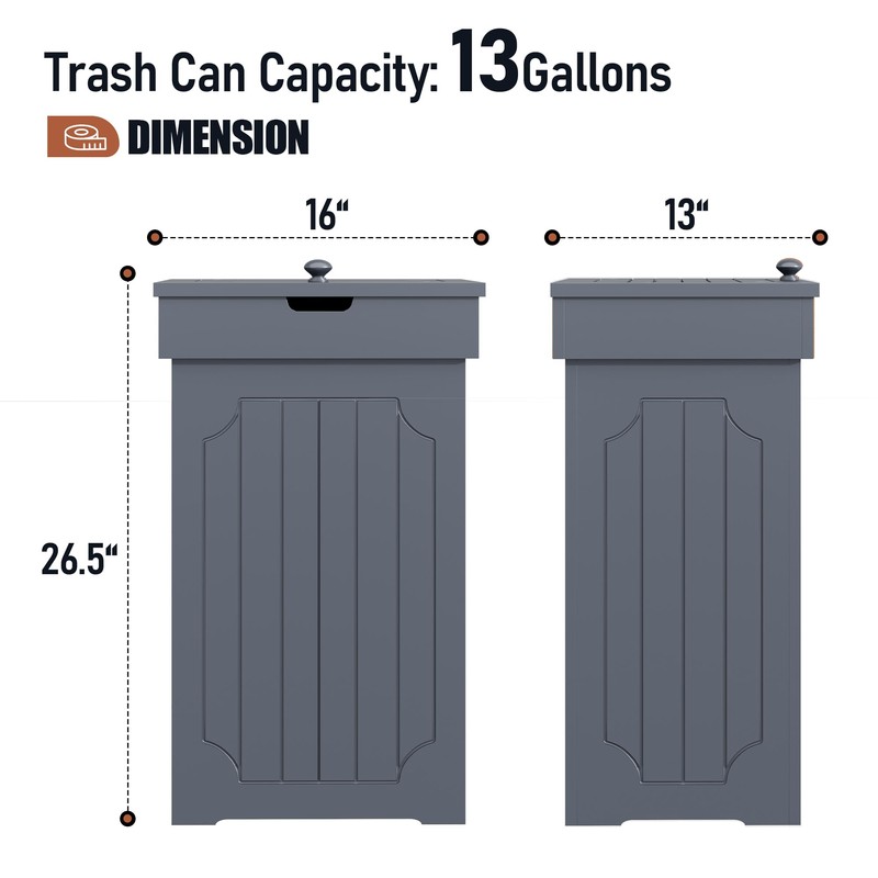 Function Home Trash Can Cabinet, 13 Gallon Kitchen Garbage Can,