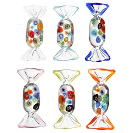 Luxshiny Japanese Style Glass Candy Ornaments - 6 Pieces Assorted Color Vintage Decor for Home Dining Room and Office