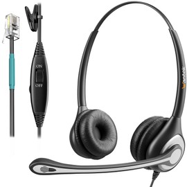 Wantek Corded Telephone Headset Mono w/Noise Canceling Mic for ShoreTel Plantronics Polycom Zultys Toshiba NEC Dterm Nortel Norstar Meridian Siemens ROLM Packet8 Landline Deskphones(F600S2)