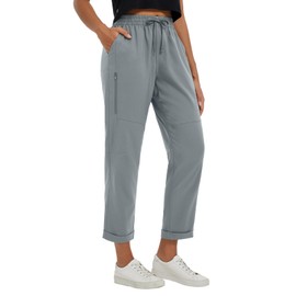 baleaf Women's Hiking Pants Ripstop Water Resistant Lightweight Golf Pants Quick Dry Zip Pockets Work Travel Clothes Dark Gray L