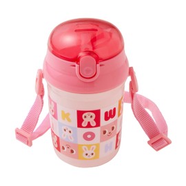 Miki House Straw Hopper, 11.8 fl oz (340 ml), Water Bottle, Includes Straw, Logo, Bear, Rabbit, Made in Japan, For Boys, Girls, Babies, Kids, Kindergarten, Nursery, Dishwasher-Safe, Children's