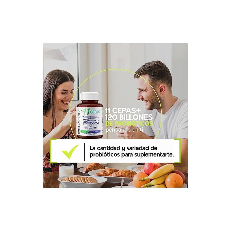 MegaBiotic Probióticos 120 Billones y 11 Cepas90 cápsulas 540mg pporción