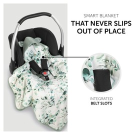 hauck Snuggle N Dream, Leaves Mint - Cotton Baby Blanket for Car Seats, Baby Bouncers, Prams & Cots for 3-Point Harness 5-Point Harness, 80 x 80 cm, Machine Washable