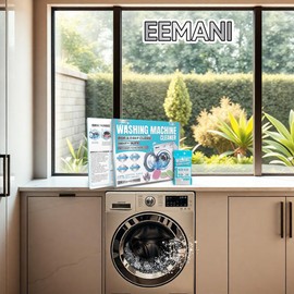 EEMANI Washing Machine Cleaner Tablets 24 Pack Deep Cleaning For HE Top & Front Load 3 Layers & 20 Gram Tablet Septic Safe - Eco-Friendly Deodorizer, Clean Inside – 1 Year Supply