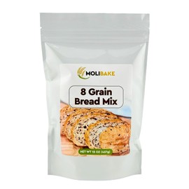 Molibake 8 Grain Bread Mix - All-Natural Multigrain Baking Mix for Bread Machine and Oven - 15 oz - Multigrain Grain Mix for with Flax, Millet & Rye - Easy-to-Use Breads Maker Mix for Homemade Baking
