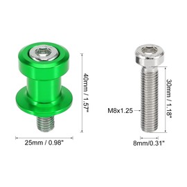 F FIERCE CYCLE 2pcs 8mm Green Aluminum Alloy Motorcycle CNC Swing Arm Spool Slider Stand Shape for Honda