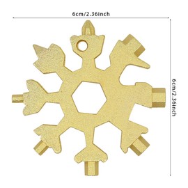 2 Pcs 19-in-1 Snowflake Multi Tool,Stainless Steel Hexagonal Screwdriver Opener Key Chain Outdoor Travel Camping Adventure Daily Tool(Gold and Multi-Color)